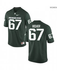 Women's Michigan State Spartans NCAA #67 Bryce Wilker Green Authentic Nike Stitched College Football Jersey AD32O26CN